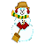 Pixelated snowman with brown hat, red scarf, and broom against gray background; green text 'Original Icons .com' on dark green