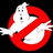 A pixelated image features a red prohibition symbol with a white ghost inside, surrounded by green text on a black background.
