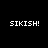 Four quadrants display 'SIKISH!' text in white pixelated font on black, dark red, bright red, and deep red backgrounds.