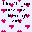 Pixelated text and pink hearts on a light background, with repeated phrases and heart positions changing across frames.