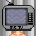 Six pixelated television sets arranged in two , each displaying a blue zigzag pattern with 'MC TV' text below the screen and orange lamp-like shapes beneath them