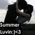 Pixelated black-and-white image of a character with dark hair and closed eyes, overlaid with partially obscured text reading "Summer" and "Lumiere."