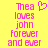 Yellow background with pink pixelated text reading "Thea loves john forever and ever" and a pink heart symbol above the text on the left side.