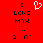 Red background with black pixelated text reading "I LOVE MAX ... A LOT" and a white heart symbol above the word LOVE.