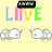 Pixelated 'LOVE' text in blue, pink, yellow, green above clouds with hearts and black banners reading 'AWWW' on a pale yellow background.