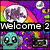 Animated icon with colorful abstract background, floating bubbles, and a teal cartoon character with large eyes and headphones.