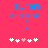 Blue text 'lauren brooke' above a smiley face and five pixelated hearts on a red background.