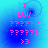 Pixelated pink text 'I LUV' above two of question marks and 'x3' on a blue gradient background with subtle circular patterns