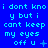 A 3x3 contact sheet of a blue animated icon showing repeated text "i dont kno y but i cant keep my eyes off u" with varying symbols at the end, displayed in cyan pixelated font on solid blue background.