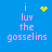 Blue background with pink text reading 'i luv the gosselins' and four yellow pixelated symbols in different positions across frames.