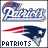 Animated sequence of New England Patriots logo variations with text changes across frames.