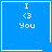 Blue square icon with white text 'I <3 You' and a small heart symbol in the bottom-right corner.