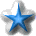 Two side-by-side star-shaped icons with blue centers, gray outer edges, and white highlights on the top points.