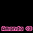 Pixelated buddy icon showing two versions of the name "Amanda" with a circular symbol between them, one in pink and one in gray on black background.
