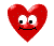 Six red heart-shaped icons with pixelated eyes and mouths arranged in two , each showing distinct eye expressions against a gray background
