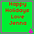 Green square with pink border displays red text 'Happy Holidays Love Jenna' and small pink floral corner decorations.