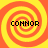 Four identical spiral patterns with orange and yellow hues, each containing the text "CONNOR" in black pixelated font, arranged in a on a solid yellow background
