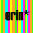 Pixelated text 'erin' with star symbols on a striped background, showing two animation states where the rightmost star changes from black to white.