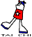 Animated sequence of a cartoon character in red shorts with white star, blue shoes and headband performing martial arts poses against white background.