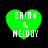 Four green heart-shaped icons with white text 'BRIAN & MELODY' on black background, varying in pixelation and brightness.