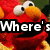 Red puppet with orange nose and white eyes displays text 'Where's Elmo's latte?' across four