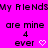 Pixelated text on bright pink background with repeated phrases and heart symbols.