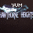 Pixelated animated icon with glowing blue-white shapes over dark background, displaying text 'YUM' and 'MONQUON' above repeated 'HATHOR HIGHTH' in stylized font.