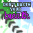 pixelated icons displaying "DON'T WASTE YOUR breath" text with varying color schemes over a background featuring green leaves and black curved shapes on light blue