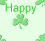 Green pixelated shamrocks and text reading 'Happy St. Patricks Day' on a light green background with repeated clover patterns.