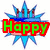 Pixelated blue starburst with red-outlined green text reading "Happy Birthday" and "Thomas B268!" over a white background.