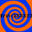Four orange and blue spiral patterns arranged in a with black text reading 'Erin@3333' overlaid on each quadrant