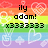 Pixelated rainbow background with white heart and hand symbols, displaying text 'ily adam!', 'since 12/5/07', and 'x333333' in black block letters.