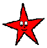 Six red star-shaped characters with white eyes and black pupils, each displaying distinct facial expressions and arm positions against a gray background.