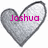 A heart-shaped icon with gray fill and black outline displays pink text reading 'Joshua' on the left, 'I love you' on the top right, and 'more than anything' on the bottom left.