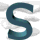 stylized 'S' letters in varying shades of blue-green against a light gray background with white cloud shapes