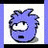 Blue cartoon character with spiky hair and a surprised expression, next to red text reading 'My puffle' and 'Love'.