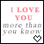Two side-by-side animated frames of a pixelated buddy icon with pink text and black heart symbols on white background.