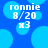 Pixelated blue background with light blue circles and white text reading 'ronnie 8/ ' in two identical side-by-side sections