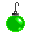 Two pixelated spherical icons with hooks, one green and one black, each with a glowing green highlight on their right side against a gray background.
