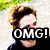 A four- shows a person with light brown curly hair in a black top, with the top-left displaying 'OMG!' text overlay