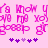 Pixelated pink text and purple stars on a light pink background, with repeated phrases 'I know ur a goop' in varying styles.