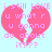 Pixelated pink broken heart with text overlay on light blue background, animated to shift position.