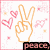Animated icon shows a hand making peace sign with pink hearts, then heart outline, and finally Nick Jonas face.