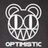 Pixelated white icon on dark background featuring stylized 'M' with circular top elements and grid-like lower section, below which is partial text reading 'OPTIMITE'.