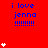 Red background with blue text 'i love jenna' and white hearts, showing animation changes in heart count across frames.