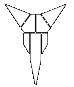A grayscale animated icon with a central skull and crossbones motif, surrounded by shifting geometric shapes in white, black, and gray tones.