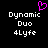 Pixelated text 'Dynamic Duo 4Lyfe' in white on black background with a pink heart symbol above the left side.