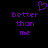 Purple pixelated text and heart symbol on black background, with identical left and right sections.