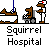 Pixel art animation of squirrel characters in white medical uniforms with red caps, interacting with brown animals and objects against a gray background.