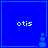 Four blue square each display 'otis' text with a small pixelated figure at the bottom right corner, showing subtle animation changes in the figure's position across frames